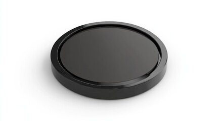 Black circular lid mockup, isolated, studio, blank, packaging