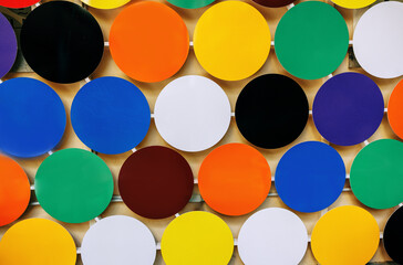 Colorful circular panels in various bright shades