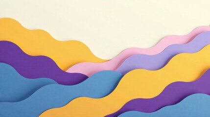 Abstract Layered Colorful Wave Design with Pastel Hues and Smooth Undulating Forms