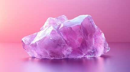 Fototapeta premium A large pink rock sits on a table