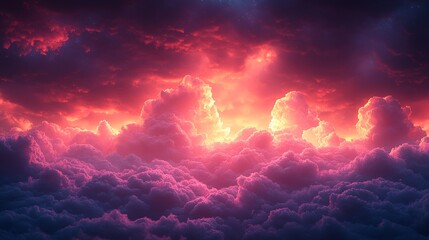 A beautiful pink and purple sky with clouds