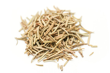 close up dried rosemary on isolated white background