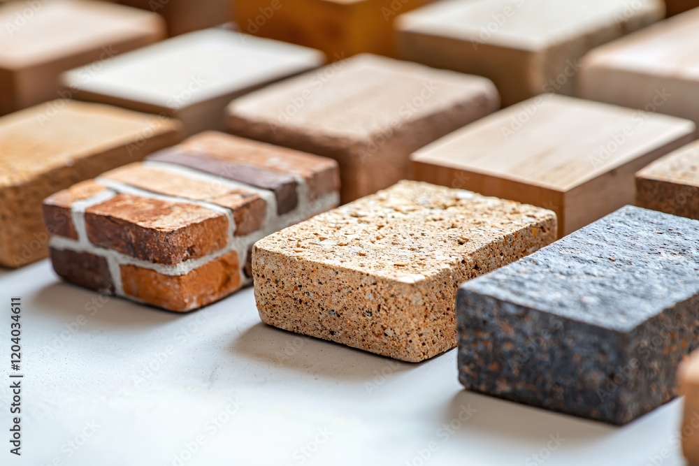 Poster variety of textured building material samples displayed close up