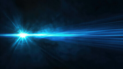 Soft Blue Light Beam Cutting Through Darkness in a Mystical Atmosphere