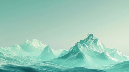 Teal mountain range, serene landscape, digital art, background, website