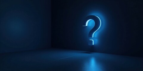 Illuminated Question Mark in a Dark Room, Seeking Answers and Solutions