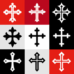 Obraz premium Different Christian Cross Designs Vector Illustration