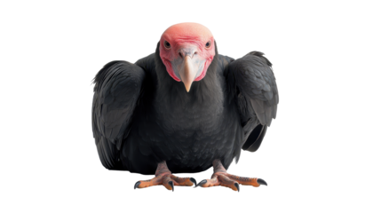 A majestic vulture standing confidently on a white background. transparent background