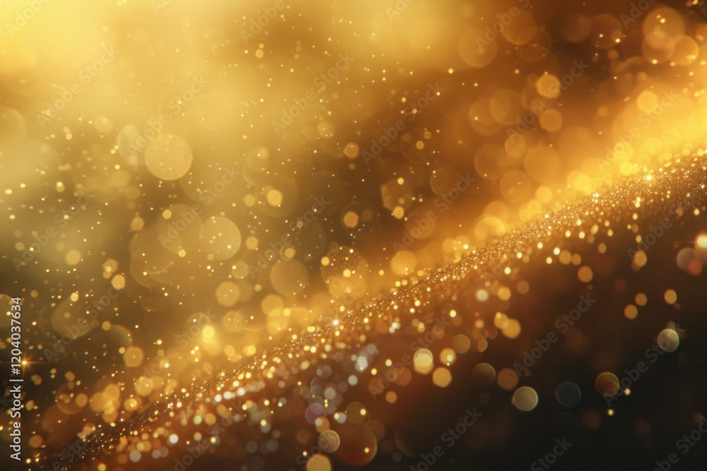 Poster golden glitter texture creating sparkling bokeh effect, ideal for luxurious and festive backgrounds