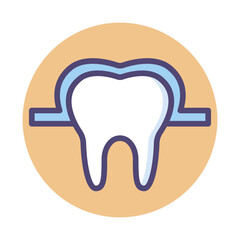 Colorful Dental Health Vector Tooth Flat Solid Linear Icon Illustration Symbol