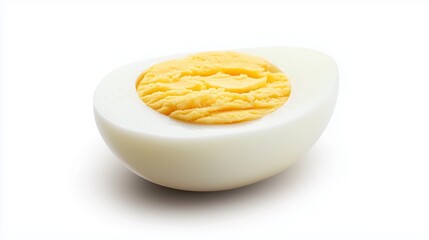 A halved boiled egg with a smooth white and vibrant yellow yolk, symbolizing simplicity and nutrition.