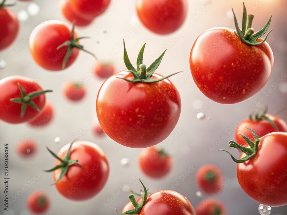 Wall mural Surreal Floating Cherry Tomatoes: Abstract Food Photography