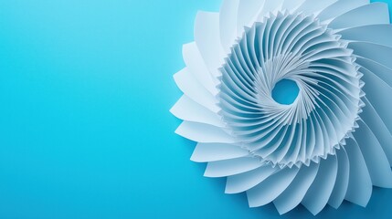 Abstract paper spiral art with blue backdrop