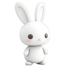 Obraz premium White Cute 3D chibi bunny isolated on transparent background