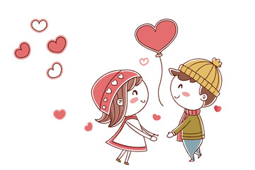 child with balloon happy valentine day  