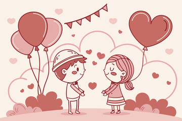 happy valentine day  child with balloons