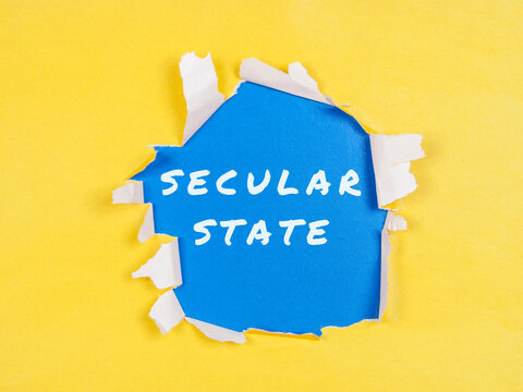 secular state inscription on colored paper background