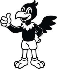 Cute cartoon thumb up style birds vector, Cute cartoon chicken silhouette, Cute cartoon birds line art vector design