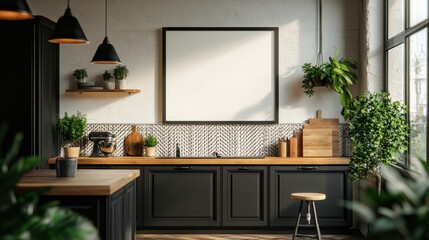 Modern Kitchen Interior with Minimalist Design and Natural Elements
