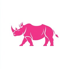 Fototapeta premium Pink rhino silhouette, wildlife, graphic design, possible use logo, background