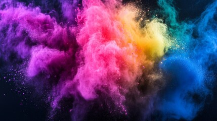 Fototapeta premium Colored powder explosion on black background
