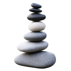 Zen Stones Balanced Pile isolated on transparent background