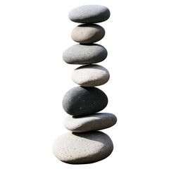 Zen Stones Balanced Pile isolated on transparent background