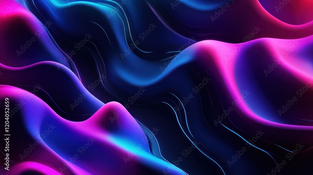 Poster abstract flowing smooth gradient background of blue and pink curved shapes with glowing lines