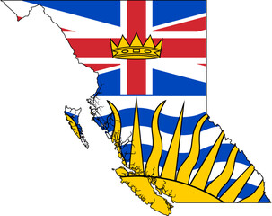 Map of British Columbia with Flag Overlay