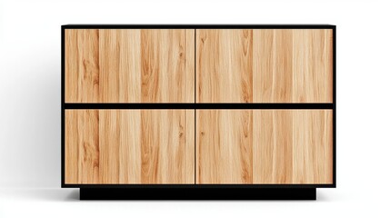 Modern Wooden Cabinet with Four Smooth Doors and Minimalist Design for Contemporary Interiors