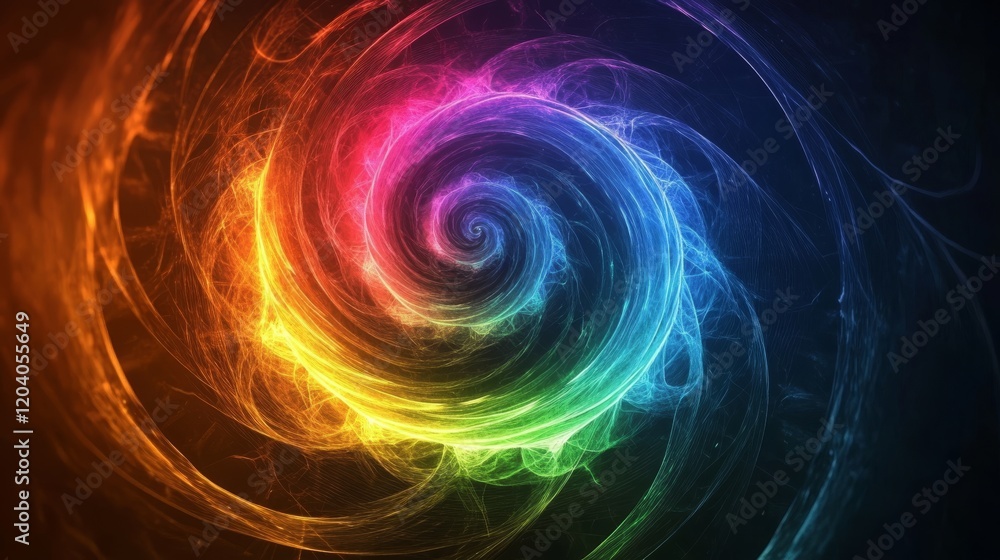 Poster Vibrant rainbow spiral with intricate swirling patterns and dynamic colors