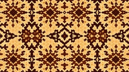 seamless pattern in natural earth tones. Browns and beiges create a muted color palette for the ikat geometric folklore ornament, a tribal ethnic vector texture in Aztec style.