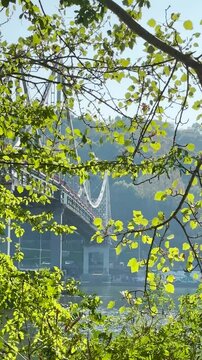  Pedestrian bridge over Dnypro river in Kyiv, Ukraine 
