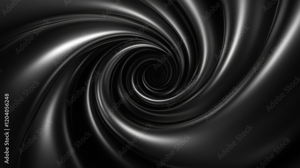 Poster abstract black swirling vortex with smooth twisting patterns