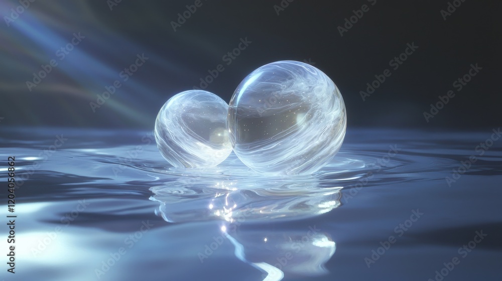 Poster calming reflection of binary star system liquid surface visual artwork tranquil environment artistic