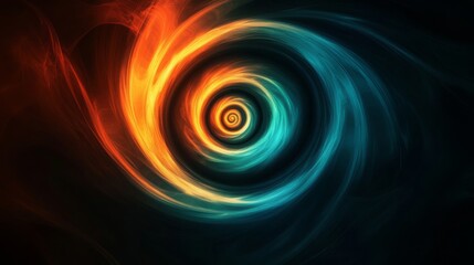 Hypnotic fiery and icy spiral vortex in mesmerizing abstract swirl design