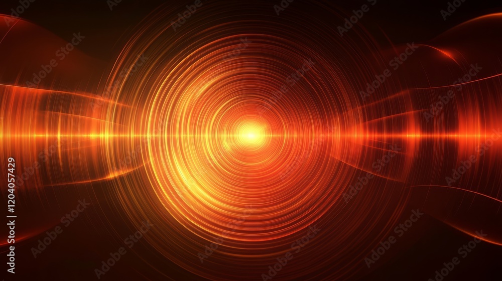Poster dynamic abstract light burst with radiating circles and glowing core
