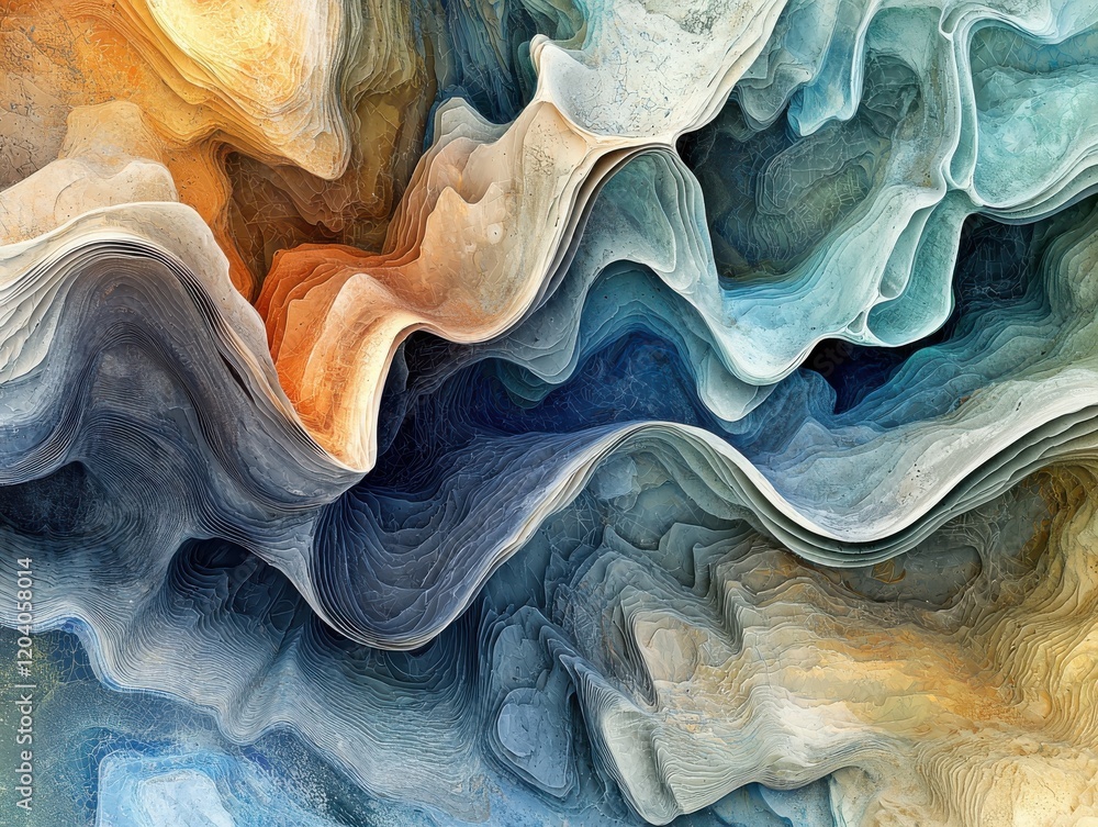 Poster exploring abstract shapes of textures and colors digital art high-resolution relaxing environment vi