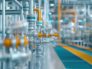 Fully automated crude oil refinery with robotic arms managing pipeline valves