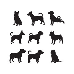 dog animals cartoon character icon silhouette vector art flat design illustrations