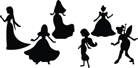 Illustration of a dancing girl,Fairies silhouette vector 