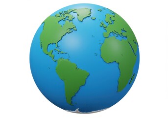 Naklejka premium A 3D illustration of a globe with bright blue oceans and vibrant green continents isolated on a white background