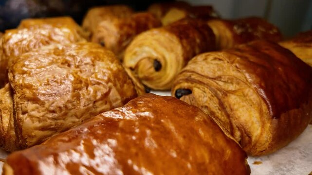 Pains au chocolat dor&eacute;s en traveling gauche 
