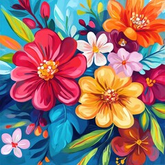Fototapeta premium Vibrant Blooms: A Colorful Floral Theme for All Seasons