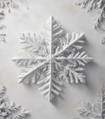 Seamless snowflake decor painted on white stucco, white paint, frosty