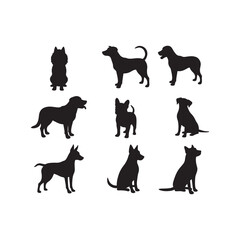 dog animals cartoon character icon silhouette vector art flat design illustrations