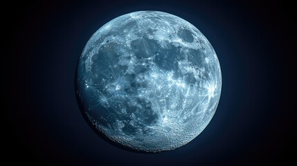 Obraz premium Full moon illuminating the night sky with intricate surface details and a serene cosmic backdrop
