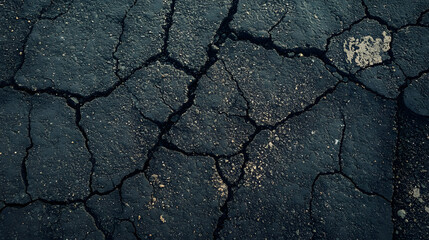 Obraz premium Close-up of cracked earth texture with varying tones and rough features.