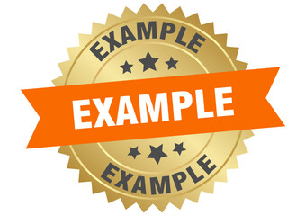 Obraz premium example. example round orange and gold label isolated on transparent background