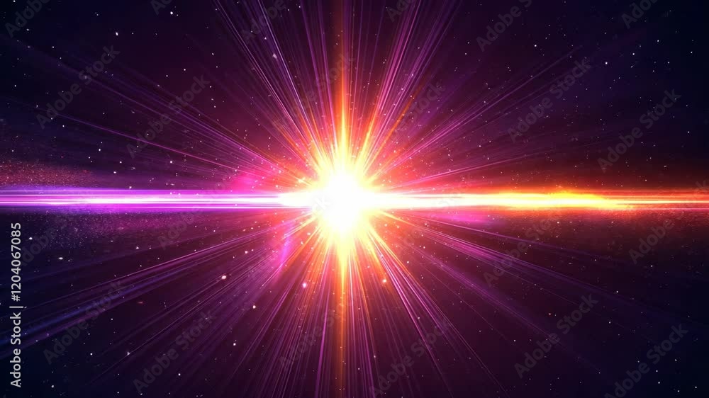 Aufkleber colorful cosmic explosion displaying vibrant rays from a central point in a vast starry background
